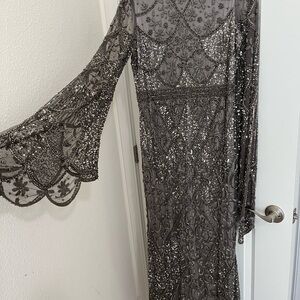 Modazehrada Elegant Grey Beaded Gown Modest Dress Evening gown